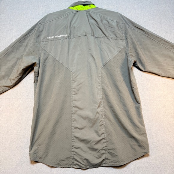 Huk Fishing Shirt Mens XL Gray Long Sleeve Ventilated Button Down Performance - Picture 4 of 13
